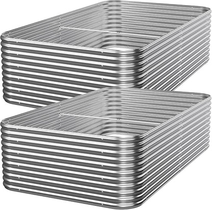2 PCS Tall 6x3ft Galvanized Raised Garden Bed Outdoor, Metal Garden Bed for Vegetables, Above Ground Garden Box for Flower, Steel Raised Beds for Gardening