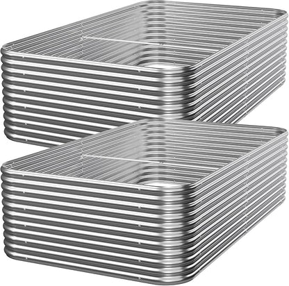 2 Pack Tall 6x3ft Galvanized Raised Garden Bed Outdoor, Metal Garden Bed for Vegetables, Above Ground Garden Box for Flower, Steel Raised Beds for Gardening