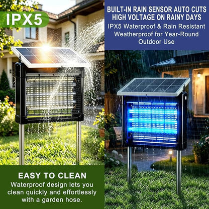 Solar Bug Zapper Outdoor (Black, 15.5in Diagonal)