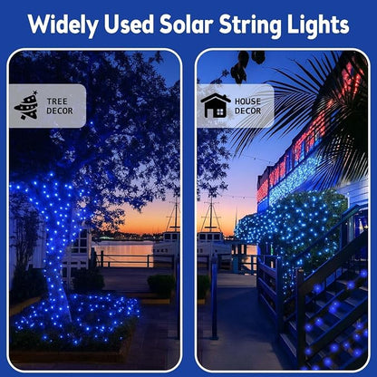 Extra-Long 144FT Solar String Lights for Outside, 2 Pack 400LED Solar Fairy Lights Outdoor Waterproof, Copper Wire with 8 Modes Solar Twinkle Lights for Tree Garden Party Patio Xmas Decor (Blue)