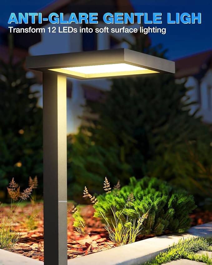 SUNVIE 5W Anti-Glare Low Voltage Pathway Lights Wired 12-24V LED Landscape Path Lights 3000K Cast-Aluminum Waterproof Outdoor Landscape Lighting with Connectors for Walkway Yard Garden, 12 Pack