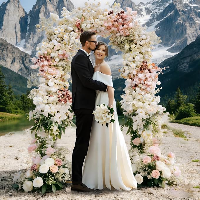 Gold Metal Arch Backdrop Stand, 7.2FT Wedding Arch Stand for Birthday Party Bridal Baby Shower Graduation Ceremony Photo Booth Garden Floral Balloon Arches Decoration