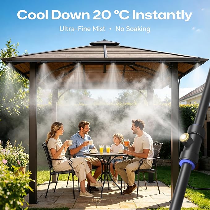 Misters for Outside Patio 100FT, Pre-Assembled WaterMisting Cooling System with 30 Brass Nozzles & 3/4" Adapter, Outdoor Mister Kit for Backyard, Garden, Greenhouse, Chicken Coop, Dog House