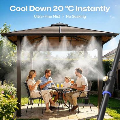 Misters for Outside Patio 100FT, Pre-Assembled WaterMisting Cooling System with 30 Brass Nozzles & 3/4" Adapter, Outdoor Mister Kit for Backyard, Garden, Greenhouse, Chicken Coop, Dog House