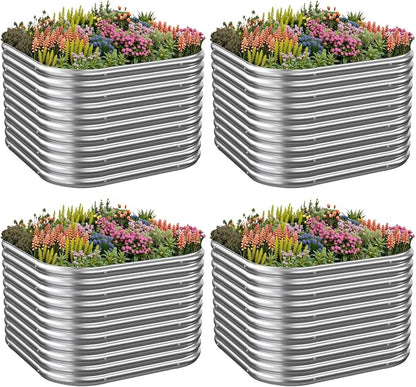 4 Pack Tall 2x2x2FT Corrugated Galvanized Steel Raised Garden Bed Outdoor, Metal Above Ground Garden Bed for Vegetables and Flowers, Raised Beds for Gardening