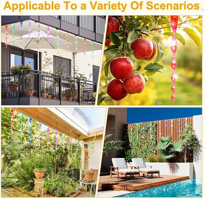 M METERXITY 16-Pack Bird Reflective Rods 11.5 Inch Spiral Bird Scare Rods Hanging Birds Deterrent Device for Yard/Patio/Garden/Farm/Decoration [Red]