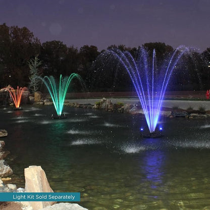 Half Off Ponds 3/4 HP Floating Fountain and Aerator | 8,000 GPH output, 11 spray patterns, 100 ft cord, Energy-efficient design, Mid-sized aeration