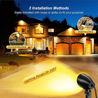 20W Outdoor LED Landscape Lighting Spot Lights, 1880LM IP66 Waterproof, Plug in Landscape Lights for Pathway Patio Yard Lawn, 120V US 3-Prong Cord, 2 Packs