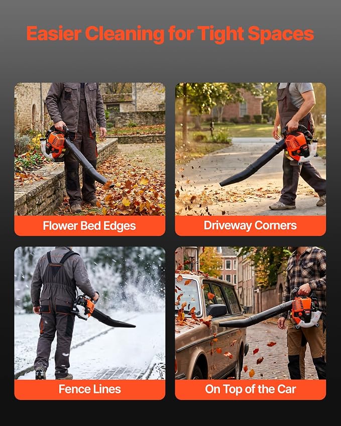 VEVOR Gas Leaf Blower, 25.4CC 4-Stroke Gas Powered Handheld Leaf Blower with 0.75L Fuel Tank, 340 CFM Air Volume, 130 MPH Air Speed, Ideal for Lawn Care, Leaves Cleaning, Yard Debris & Snow Removal | 0.75L Fuel Tank, 340 CFM Air Volume, 130 MPH Air Spe...