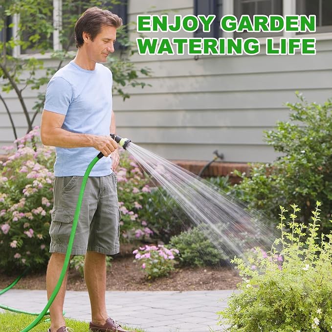YOTOO Heavy Duty Hybrid Garden Hose 5/8-Inch by 50-Feet 150 PSI Water Hose, Kink Resistant, Flexible with Swivel Grip Handle and 3/4" GHT Solid Brass Fittings, Green+Blue