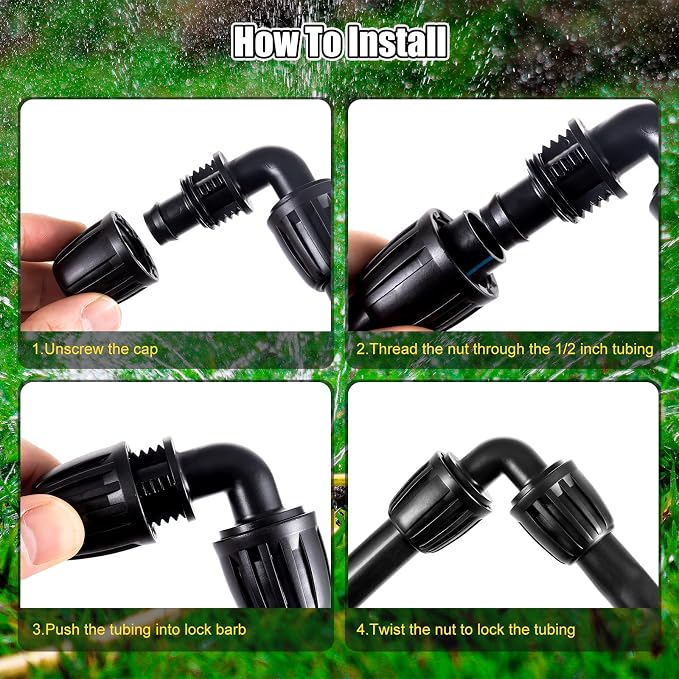 12pc 1/2“ Drip Irrigation Elbow Fittings,ANTI DROP Lock Barbed Elbow For (1/2" ID x0.6-0.63" OD) 90 Degree Elbow Connectors Drip Tubing Irrigation Fittings (12pc 1/2 inch Irrigation Elbow Fittings)
