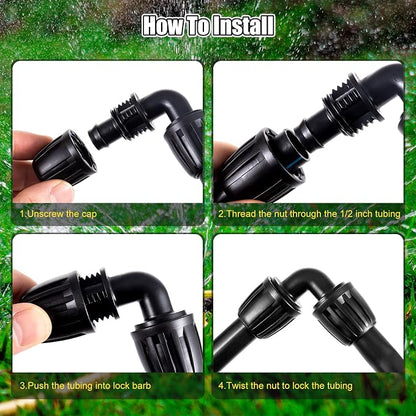12pc 1/2“ Drip Irrigation Elbow Fittings,ANTI DROP Lock Barbed Elbow For (1/2" ID x0.6-0.63" OD) 90 Degree Elbow Connectors Drip Tubing Irrigation Fittings (12pc 1/2 inch Irrigation Elbow Fittings)