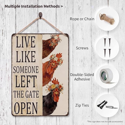 Chicken Coop Sign, Funny Chicken Coop Metal Signs, Outdoor Chicken Decor, Personalized Tin Sign, Chicken Gifts, Chicken House Decor 8 x12 Inches