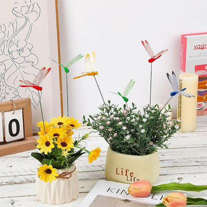 Augshy 50 Pcs Dragonfly Decoration Stakes Garden Dragonfly Artificial Ornaments for Indoor Outdoor Garden Birthday Wedding Party Decor