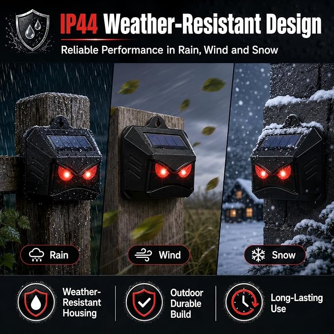 Solar Nocturnal Animal Repeller Outdoor,Auto Activate Predator Eyes Animal Deterrent Lights for Coyote, Raccoon, Fox, Skunk, Deer Repellent for Yard, Garden & Chicken Coop Protector Guard, Pack of 8