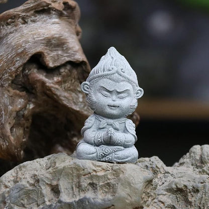 Meditating Buddha Statue Buddha Aquarium Decorations Betta Fish Tank Sandstone Accessories for Indoor Fish Tank Aquarium Decor (M2)