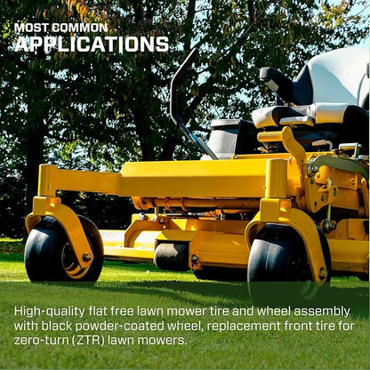 MARASTAR 00232-2PK Universal Fit Flat-Free 11x4.00-5 Tire and Wheel Assembly, Zero Turn Lawn Mower Replacement Tires, Smooth Tread, Adapter Kit included, 2 pack