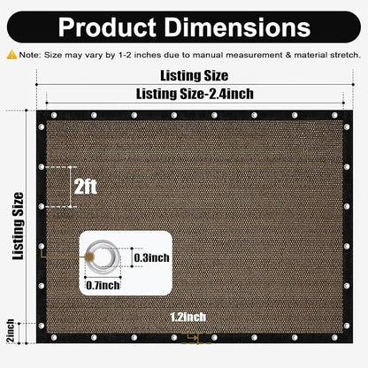 Artpuch 90% Sun Shade Cloth, 12 x 12 FT Pergola Shade Cover Canopy with Grommets, Sun Screen Fabric Tarp for Patio, Outdoor, Garden, Backyard, Mocha