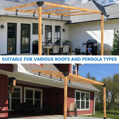 4 Pcs 4“x 4" Roof Riser Brackets Kit(ID 3.6"x3.6"), Heavy Duty Adjustable Angle Pergola Brackets of 0 to 180 Degrees Pergola Kit, Black Powder-Coated Fit 4x4,4x6 Lumber for Patio Gazebos/Pergolas