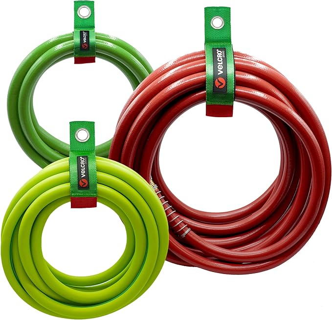 VELCRO Brand Easy Hang Garden Hose or Extension Cord Holder Organizer Variety Pack. Holds up to 100lbs. Heavy Duty Straps Perfect for Shed or Garage Organization. 3-pk 10",14" and 18", Black
