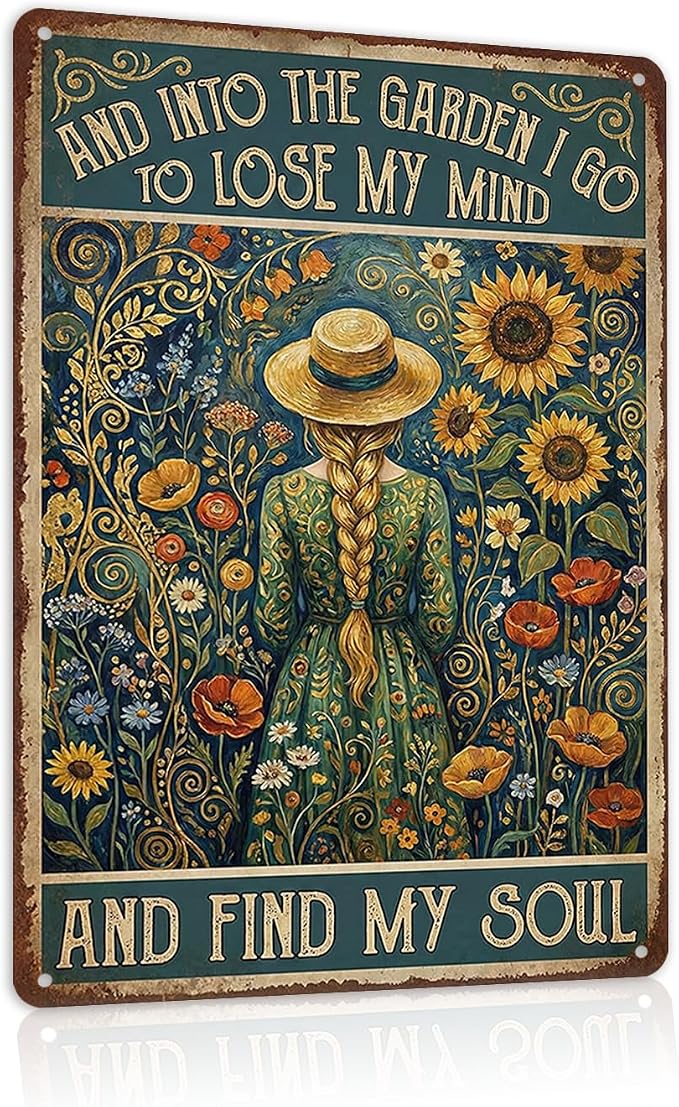 Garden Decor Sign Into the Garden I Go Floral Wall Art | Nature Lovers • Patio Yard Display • Garden Theme • Vintage Cottage Style • UV Printed • 8x12 Inch