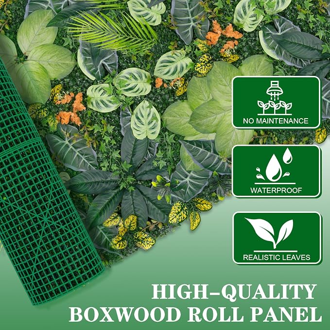 Grooy 40"x120"(33.33 SQFT) Artificial Grass Wall, Greenery Backdrop Wall with UV-Anti, Fake Grass Panels for Indoor Party Wedding and Outdoor Garden Decor