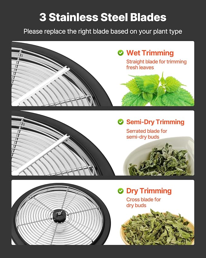 VEVOR Bud Leaf Bowl Trimmer 13", Spin Cutting Machine with Clear Visibility Lid, Sharp Stainless Steel Blades, Wet & Dry Trimming for Buds, Leaves, Hydroponics, Hand Pruner Included (Upgraded Version)