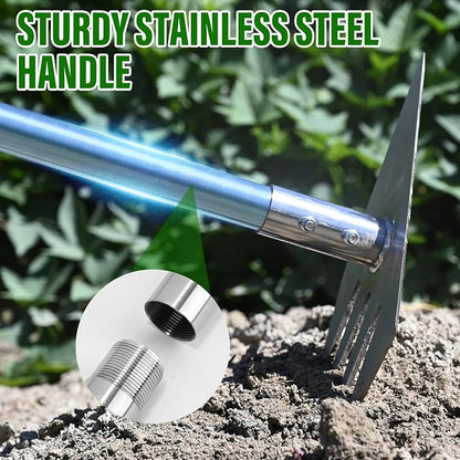 BARAYSTUS Garden Hoe Tool and Weeder, 56 Inch Ergonomic Long Handle Cultivator with Sharp Stainless Steel Blade, Heavy Duty Garden Hand Tiller for Weeding, Digging, Loosening Soil,Removing Moss