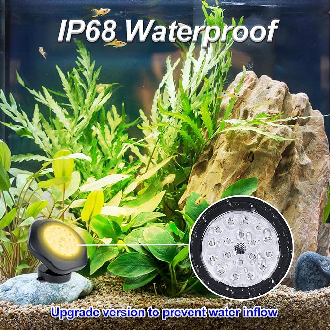 Solar Pond Lights,3000K Warm White LED Underwater Submersible Fountain Light,IP68 Waterproof Landscape Spotlights Lighting for Fish Aquarium Tank Garden Yard Pond Pool Decor(3-in-1)