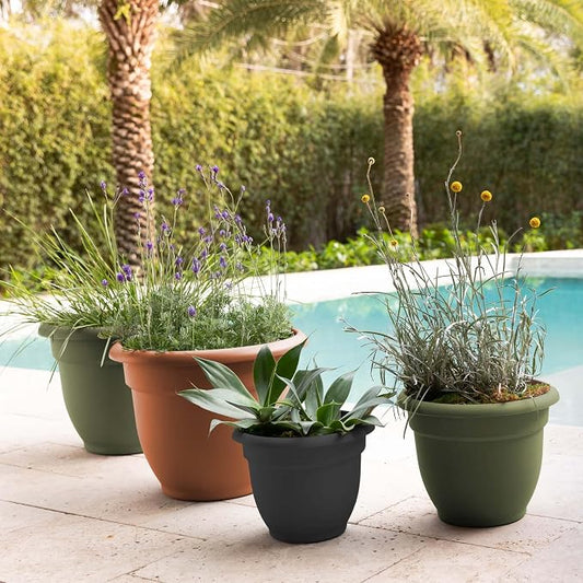 Bloem Ariana 20" Plastic Self-Watering Planter, Terra Cotta, 2-Pack | Self-watering disk at the bottom of each pot that acts as a water wick and reservoir for optimal plant health