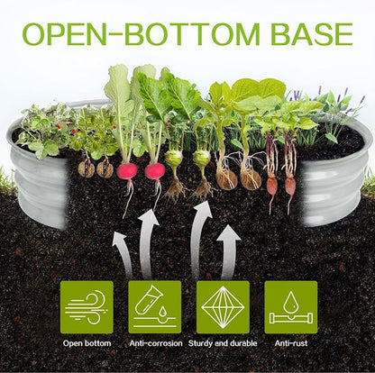 Gardmax 2 Pack Galvanized Raised Garden Bed, Lightweight Planter Boxes Outdoor with Easy Assembly, Large Garden Bed for Vegetables, Fruits, Flower Silver