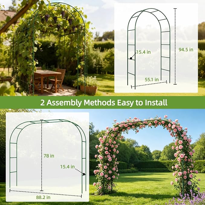 Metal Garden Arch Trellis for Climbing Plants Outdoor, Garden Arbors and Arches, Wedding Arch Frame Archway, Christmas Party Decoration