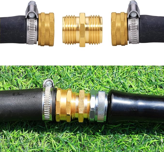 SIGURANTA Garden Hose Connector Adapter,3/4" GHT Double male Connectors, Brass Repair Fittings with Dual for Male to Male Adapter (6 Pack)