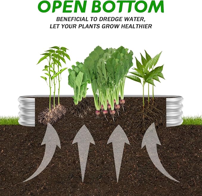 RAYKEEP Galvanized Raised Garden Beds, Outdoor Raised Garden Boxes, Oval Large Bottomless Metal Elevated Garden Bed Planter Box for Vegetables, Fruits, Flower (7x2x1(ft))