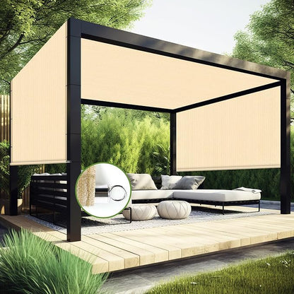 Shade&Beyond 5' W × 15' L Pergola Shade Cover Wheat Pergola Cover Canopy Replacement Shade Cloth for Garden, Patio, Deck, Porch with Grommets and Rods(Make Custom Size)