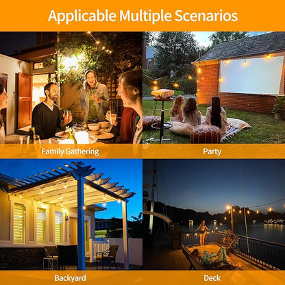 48FT LED Outdoor String Lights, S14 IP65 Waterproof Patio Lights Outside Light, Edison Shatterproof Bulbs with Remote Control Vintage Backyard Light, Garden, Deck Lighting
