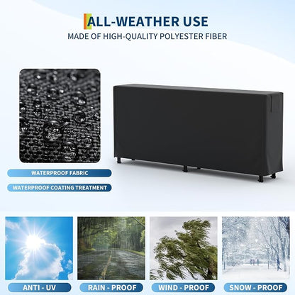 Firewood Rack with Waterproof Cover,8 Ft Outdoor Firewood Holder, Heavy Duty Log Wood Rack with Zipper,600Lb Max Weight Capacity, Full Covered, Powder-Coated Wood Storage Rack for Fireplace Deck