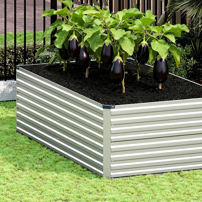 Vengarus 6x3x2ft Galvanized Raised Garden Bed,Metal Raised Beds Kit Silver | 2FT Deep Root Elevated Garden Planter Box, Corrugated Steel, Open Bottom, Rustproof All Weather, Large Vegetable Flower Bed