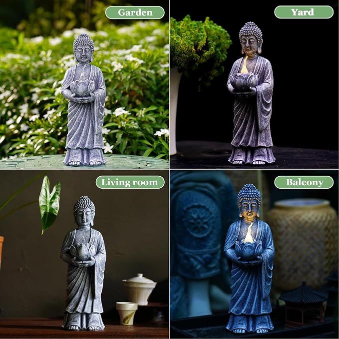 Meditation 11' Buddha Statue Figurine -Buddha with Tea Lights Candle Holder,Gift idea,Zen Garden Yard Lawn Home Decor Meditation Accessories