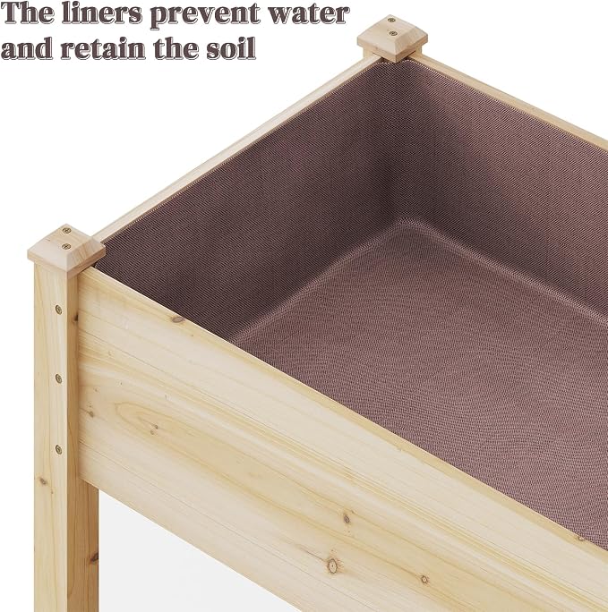 Wooden Raised Garden Bed, Planter Box with Legs, Raised Planter -Grow Herbs and Vegetables Outdoors – Naturally Rot-Resistant - Unmatched Strength Lasts Years (Natural-M)