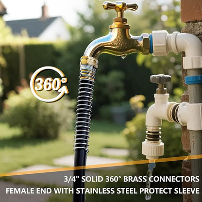 5/8" x 50ft Garden Hose, -40℉ To 190℉ Hot/Cold, Heavy Duty,Flexible, 300psi Working, 1000psi Burst, 3/4" Brass Fittings with Hose Protector Coil Spring for Outdoor,Yard, Farm
