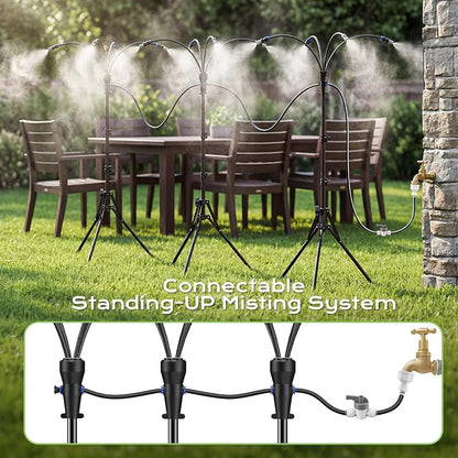 Portable 4 Gallon Misting System with 15000mAh Rechargeable Pump, Stand, 33FT Hose – Powerful Outdoor Water Bucket Misters for Outside Patio Cooling, Backyard, Canopy, Sports, Greenhouse, Camping