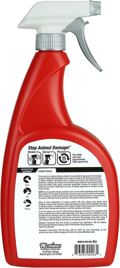 Deer Stopper, Liquid Animal Stopper Repellent, All Natural, Effective All Year Round, Safe for People and Pets, No Harsh Chemicals, Ready to Use, Deer & Moose Repellent - 32 oz. Trigger