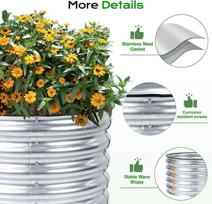 Aoodor 17" Tall 24" Metal Raised Garden Bed, Outdoor Planter Box and Raised Garden Kit for Vegetables, Flowers, and Herbs, Silver