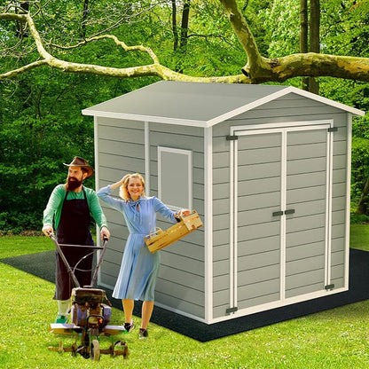 Haull Shed Floor Mat 8.2 x 8.2 ft, Outdoor Storage Sheds Flooring Mat with Waterproof PE Backing, Absorbent Felt Top, Non Slip Washable Protector Rug for Garden, Garage, Carport, Shed Not Included