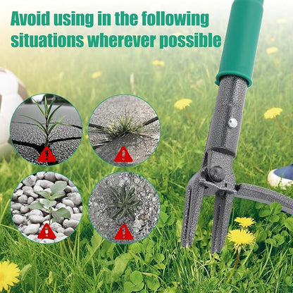 Pragmatist Stand Up Weed Puller Tool with Dual Weed Eject Tech, 4 Claw Steel Head Garden Tools 57.1" Long Handle Weeder, Heavy Duty No Bend Weed Remover for Dandelions, Thistles, Lawn and Yard