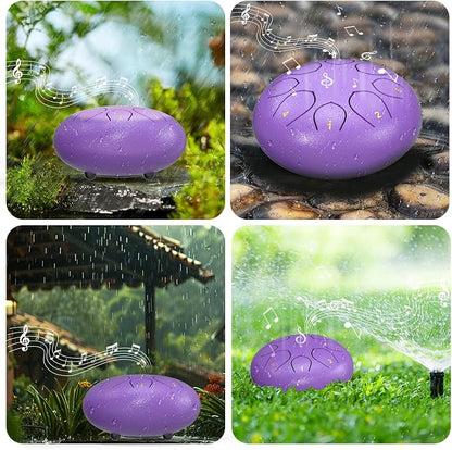 Rain Drum for Outside Garden, 6 Inches 8 Notes Steel Tongue Drums, Waterproof Meditation Echo Rain Chime, Musical Instruments for Adult Gift with Bag, Music Book, Mallets (Purple)