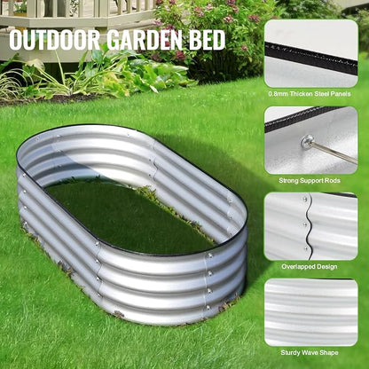 Backyard Expressions Home Galvanized Raised Garden Bed Kit 4x2x1ft, Planter Box Raised Garden Beds Outdoor, Easy Assembly Metal Raised Bed for Gardening Vegetables, Fruits, Flowers - Silver