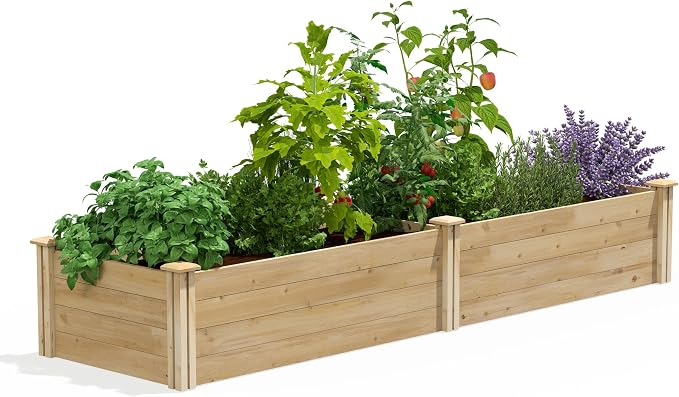 Greenes Fence Premium Cedar Raised Garden Bed, 2' x 8' x 14" (3/4" Thick) - Made in USA with North American Cedar