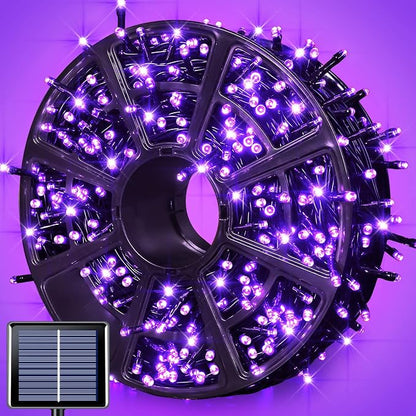 JMEXSUSS 600 LED Solar Halloween Lights, 206.7ft Solar String Lights Purple | Halloween Lights Outdoor Waterproof, 8 Modes Purple Christmas Lights for Outside Yard Patio Tree Garden Xmas Halloween Decor